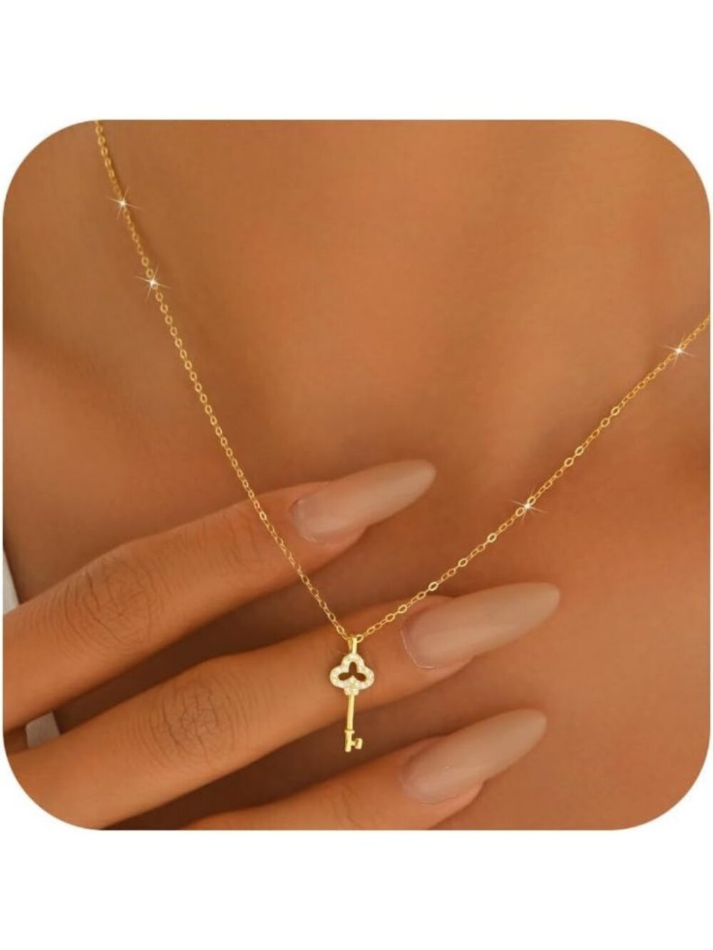 925 Sterling Silver Lucky Key Pendant Charm Necklace - Women's Jewelry Gift
